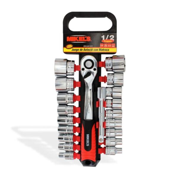 JUEGO DE DADOS CON MATRACA 1/2" 20pz MIKELS