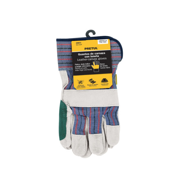 GUANTES DE CARNAZA Y LONETA CON REFUERZO 29977 TRUPER - Imagen 2