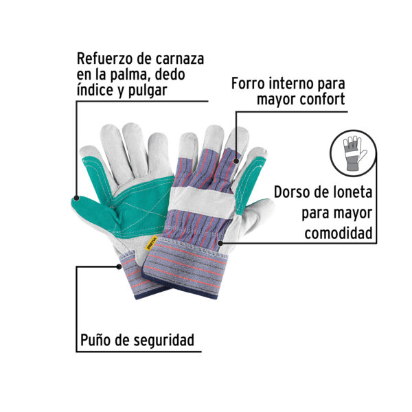 GUANTES DE CARNAZA Y LONETA CON REFUERZO 29977 TRUPER - Imagen 3